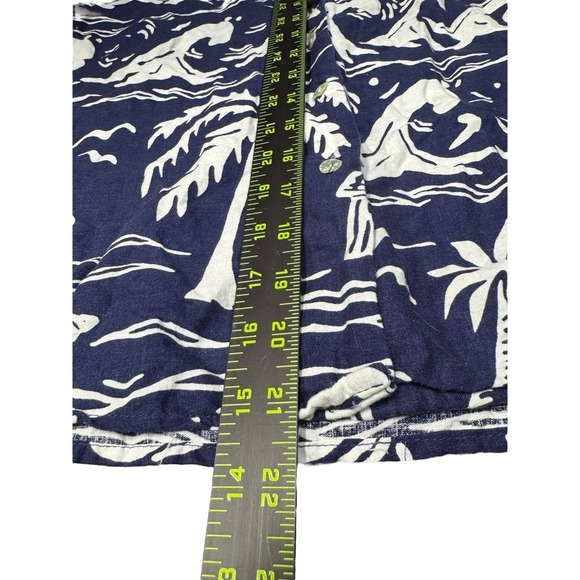 C&C California Hawaiian Button Up Shirt & Short Set Linen Blend Womens Medium - Picture 12 of 13